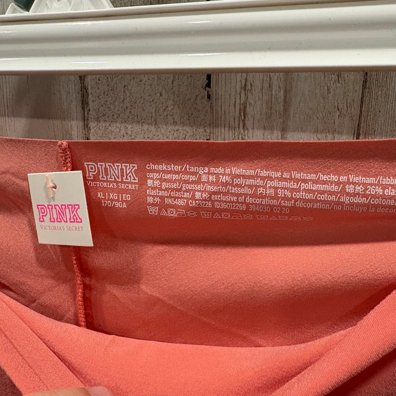 New Victorias Secret PINK Coral Cheekster Panty Seamless Underwear XL