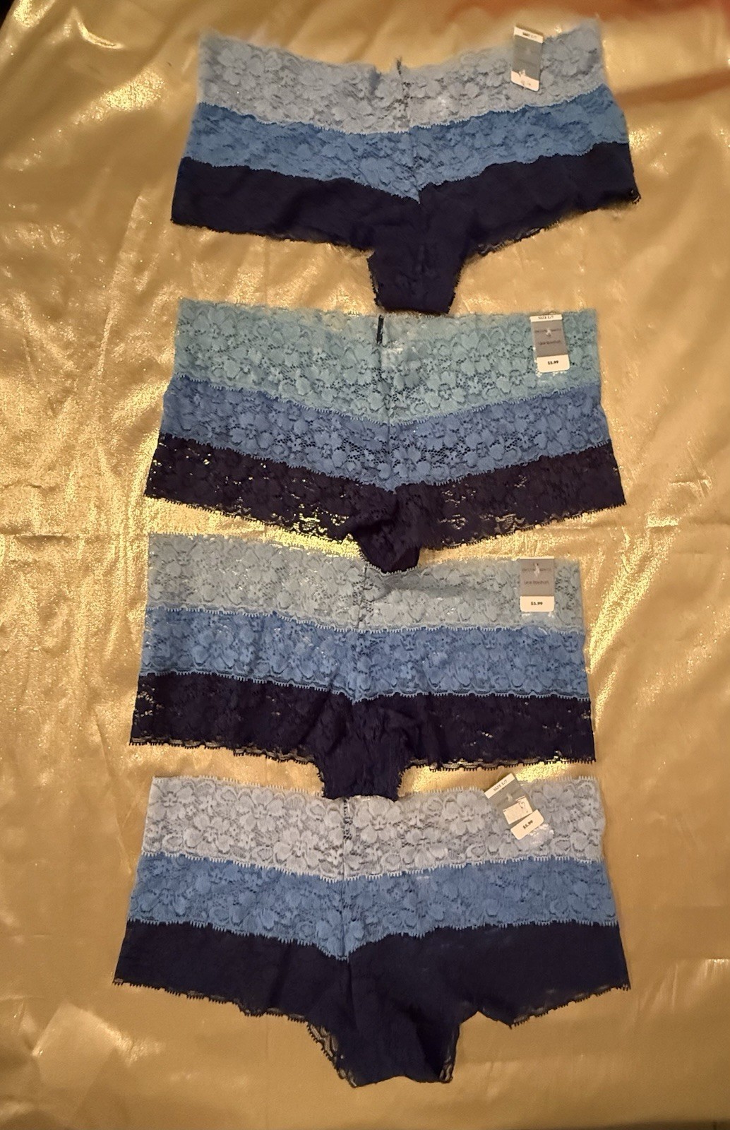 NWT 4 Pack Jaclyn Smith Stretch Lacy Boyshort Panties Colors Shown Size L/7