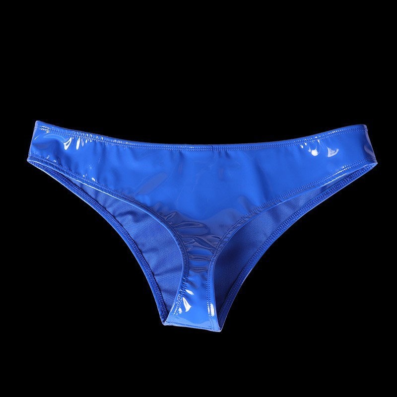 S-2XL Shiny Faux PU Leather Briefs Wet Look PVC Panties Women Underwear Lingerie