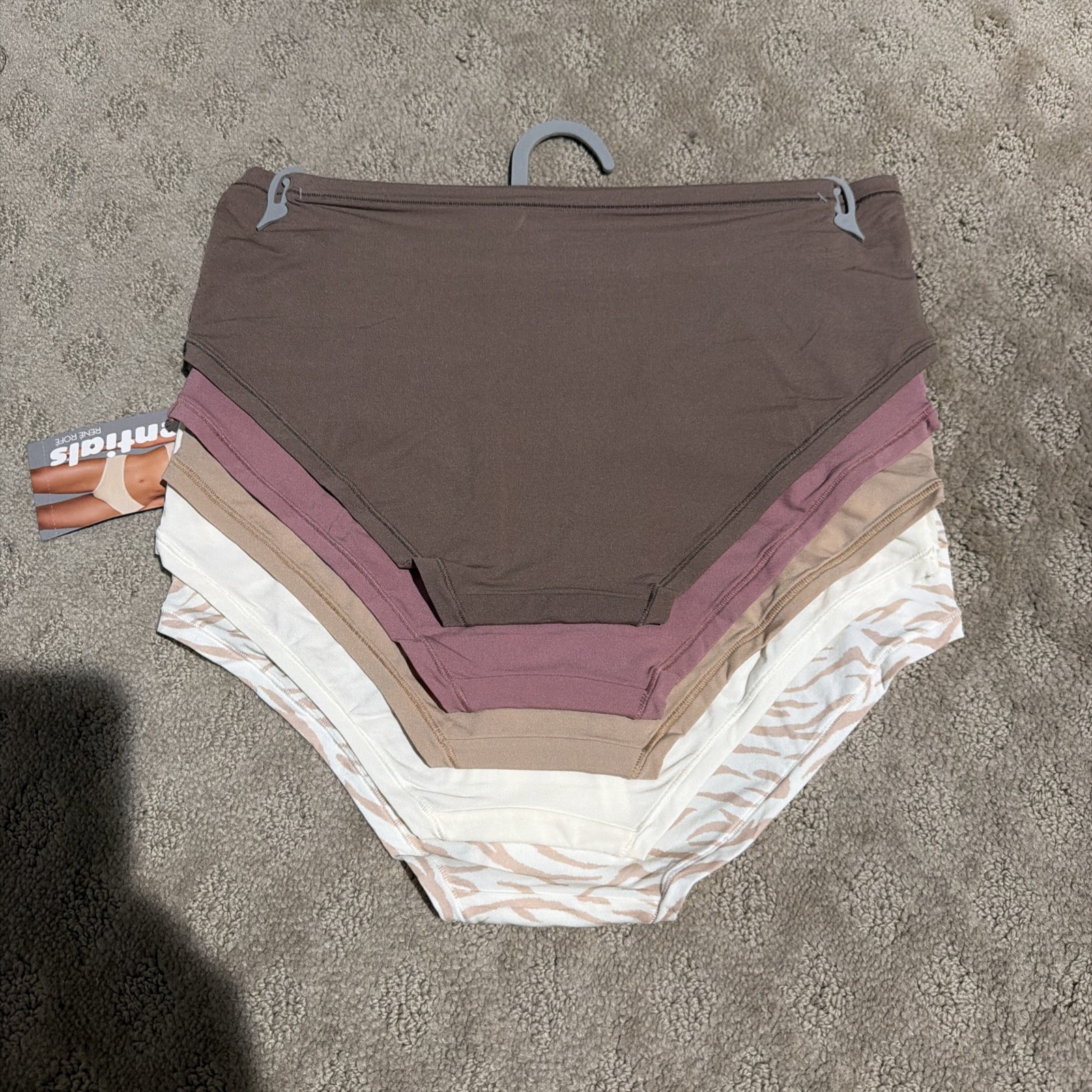 Essentials By Rene Rofe 5pk Multicolor Flexible Fit Hipster Panties. Sz M. NWT!