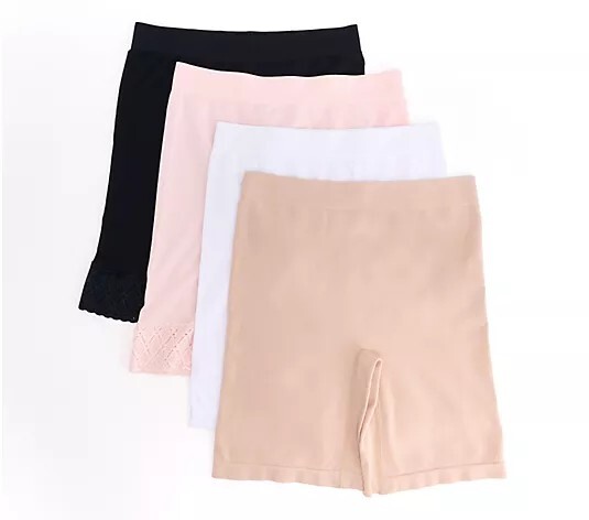 Breezies Comfort Breeze Set of 4 Seamless Long-Leg Panty Basic Pack, Medium