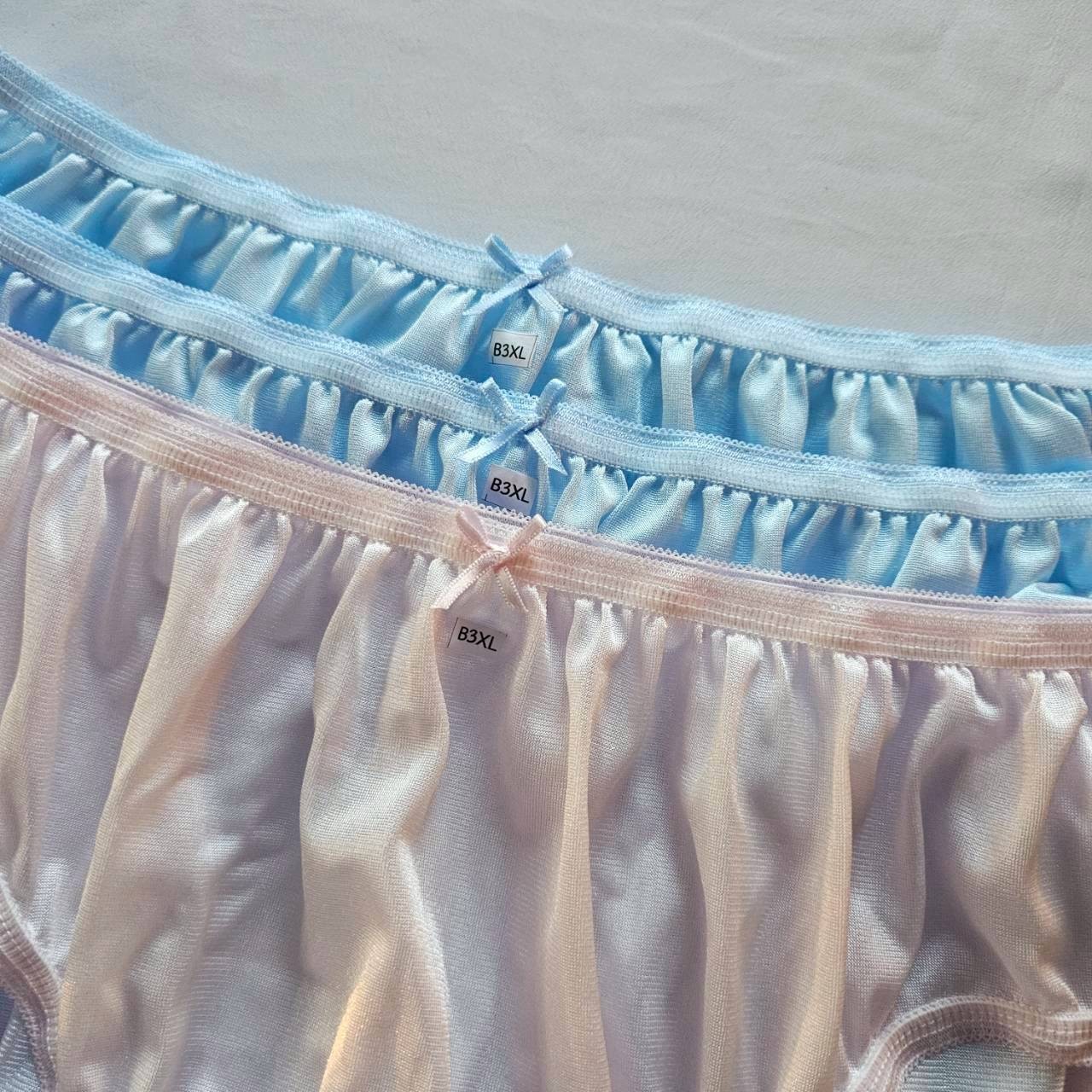 3pcs Bikini Plus Underwear Nylon Panties Briefs Light Soft Knickers Silky/3XL