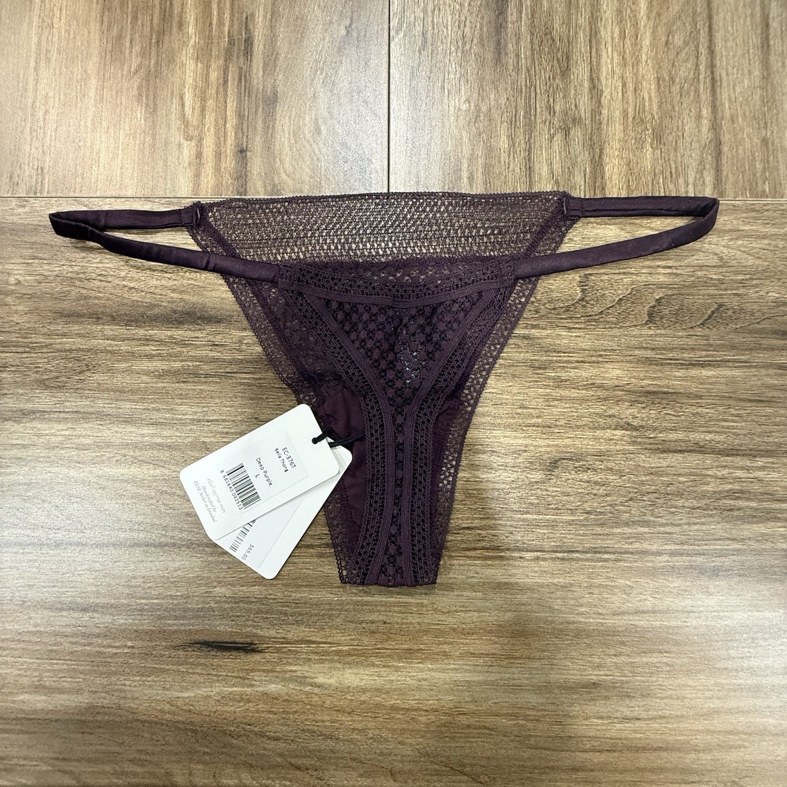 Else Bella Lace String Deep Purple Plum Intimate G-String Thong Women Sz Large