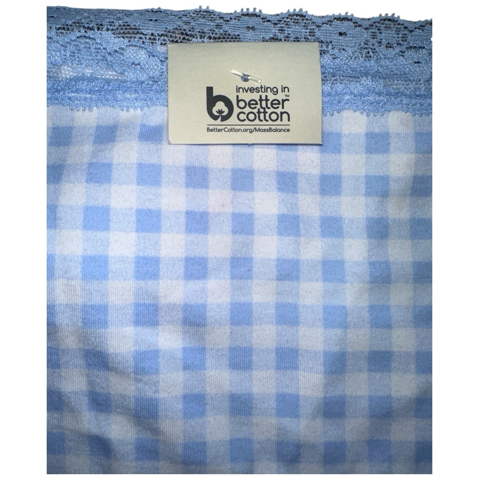 No Boundaries Hipster Panties Lace Trim Plus Size XXXL 3XL Blue Gingham Plaid