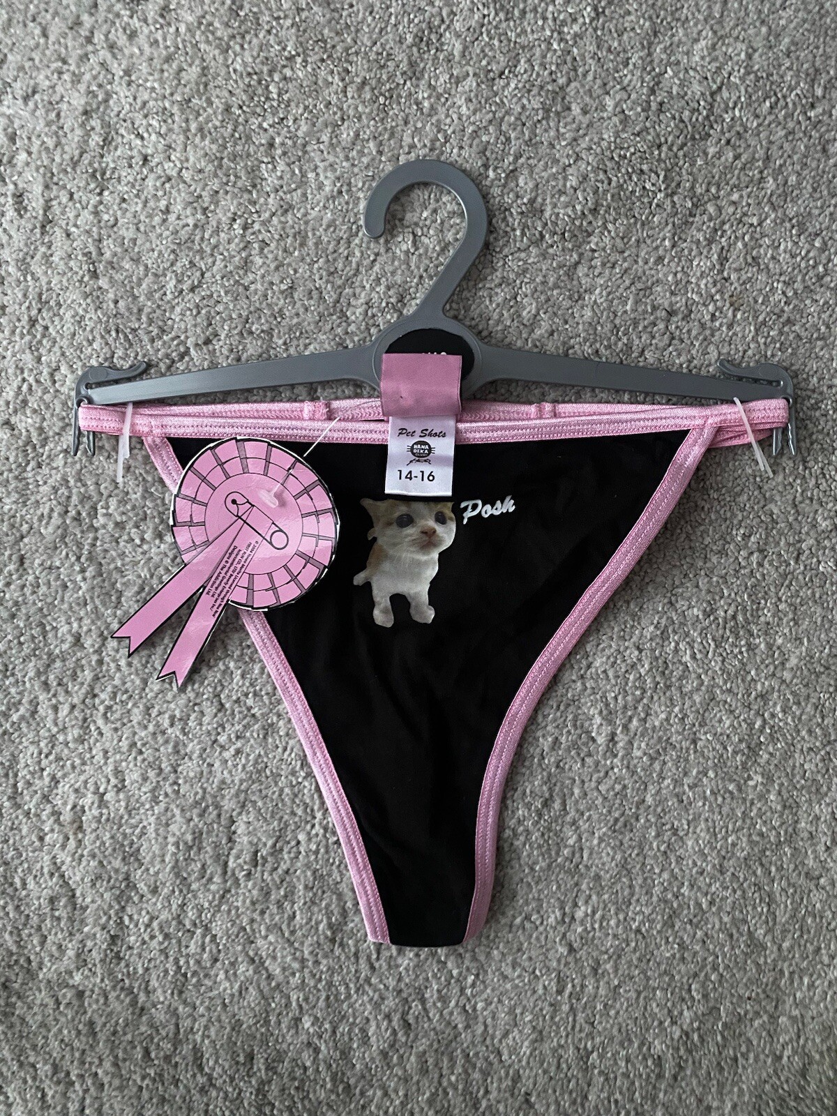 Black Hana Deka Club Ladies Thong Under Wear brand new Size 14/16 With Tags