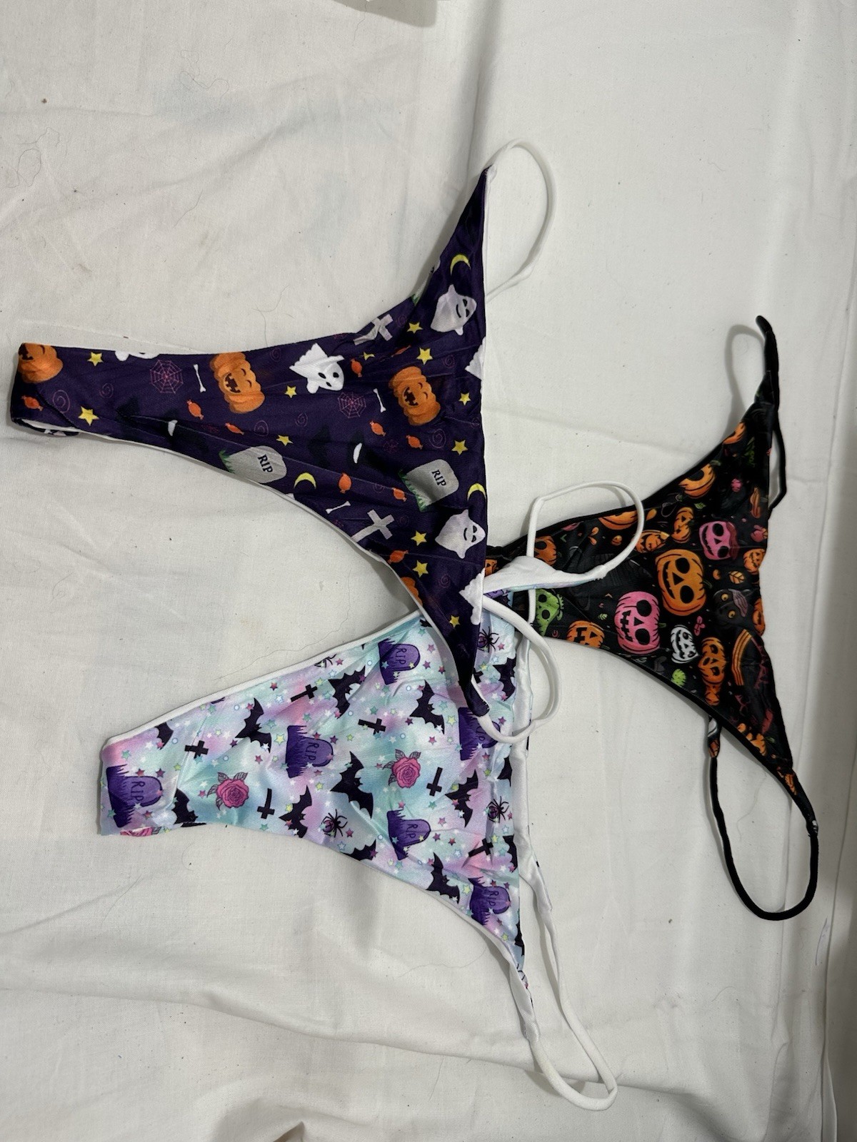 3 Pack Womens Mini Thong G-string Panties Seamless Bikini Underwear Halloween