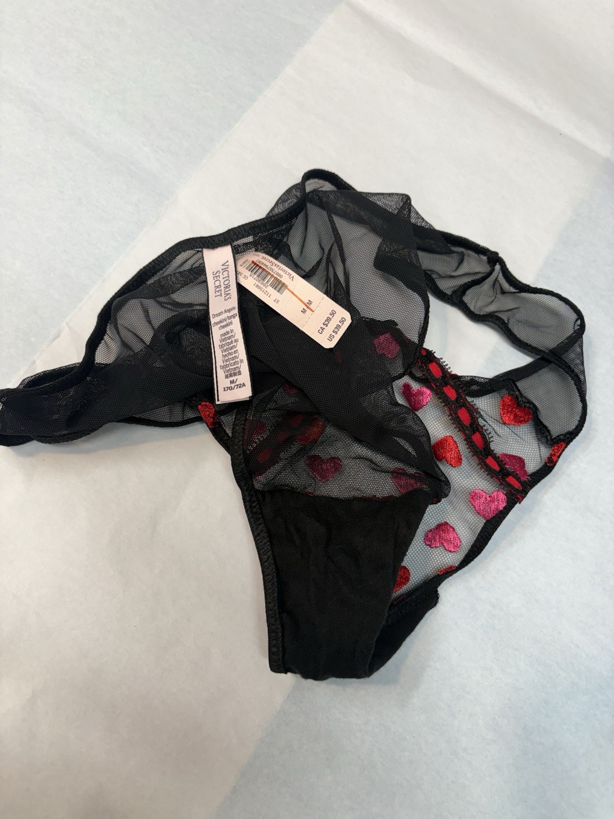 VICTORIAS SECRET DREAM ANGELS CHEEKINI TANGA MESH PANTIES SIZE M MSRP$39.50