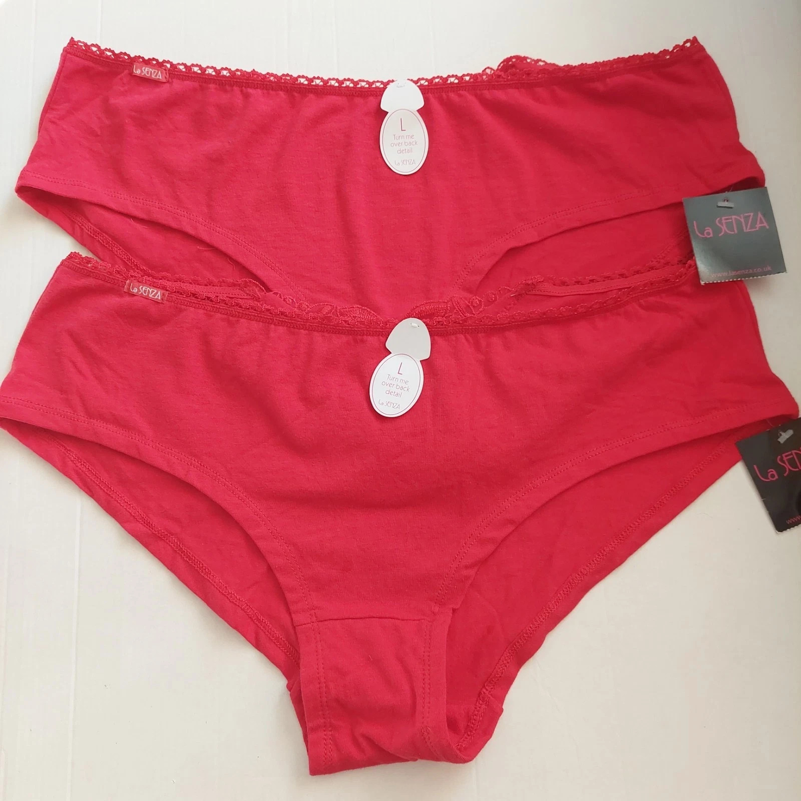 2 x La Senza Size L Lace Top Red Shorts Back Detail Ladies Womens Panties
