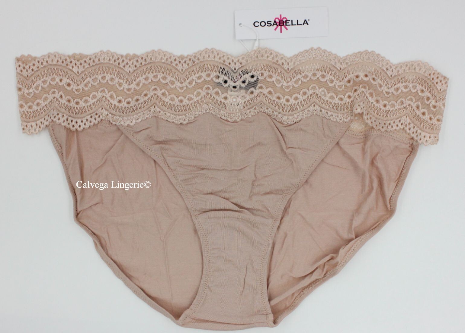 NWT COSABELLA CEYMD0521 “Ceylon” Modal / Lace Bikini, Beige, Italy