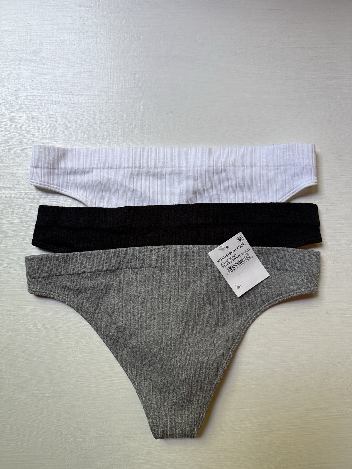 NWT ABOUND NORDSTROM Ribbed Thong Panty BUNDLE OF 3 Size LARGE