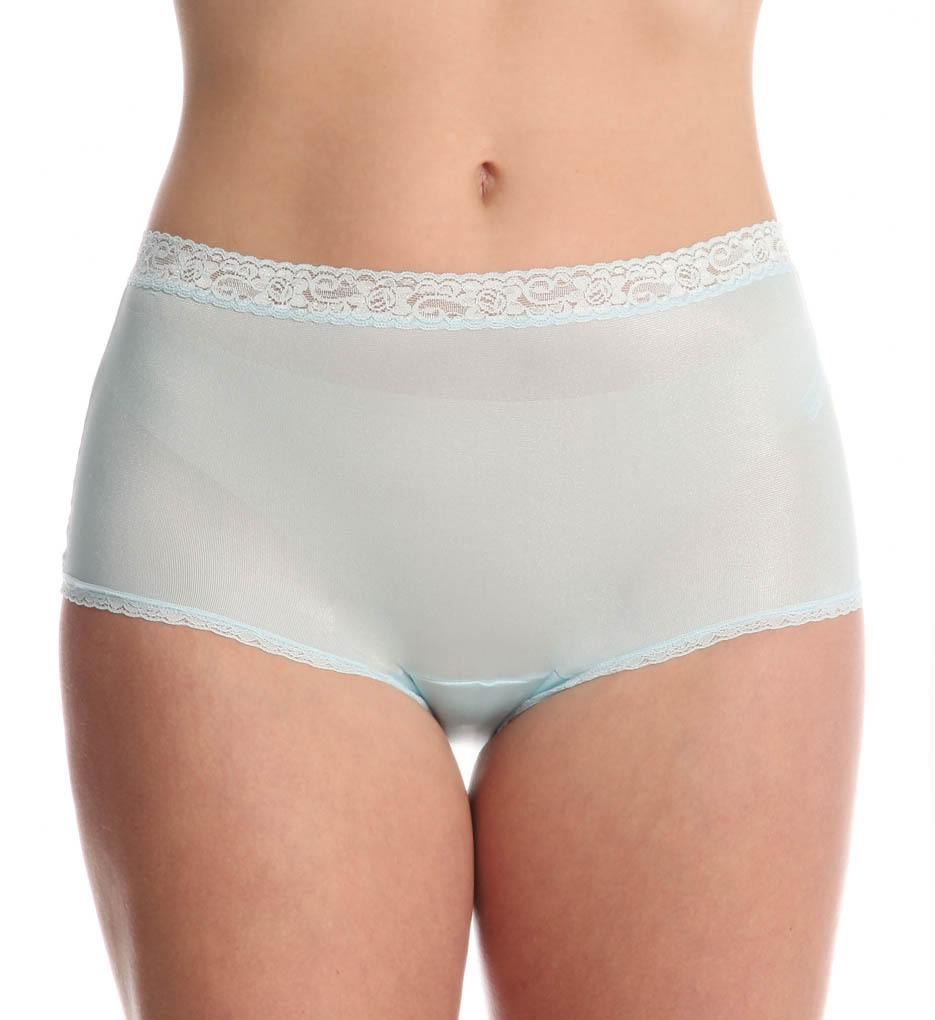Lorraine 100% Nylon Full-Cut Lace Trim Blue Cloud Brief Plus Size 11/4XL