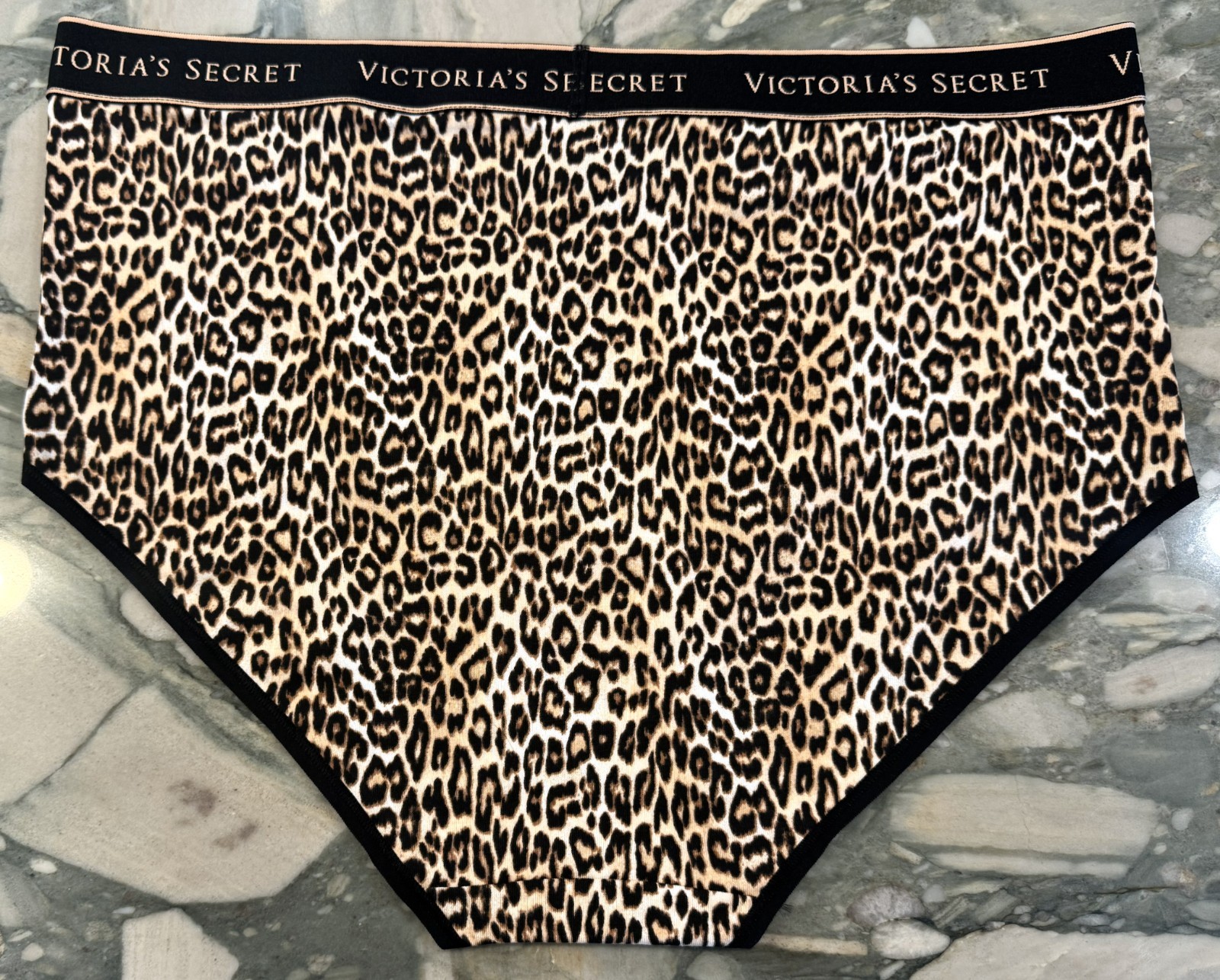 NEW Victoria Secret Logo Modal Cotton High Waist Brief Natural Cheetah XL or XXL