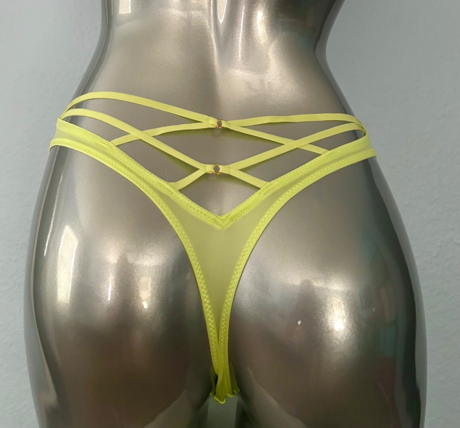 Victoria’s Secret Thong Panty Sexy Citron Glow Strappy Back High Leg S M L XL
