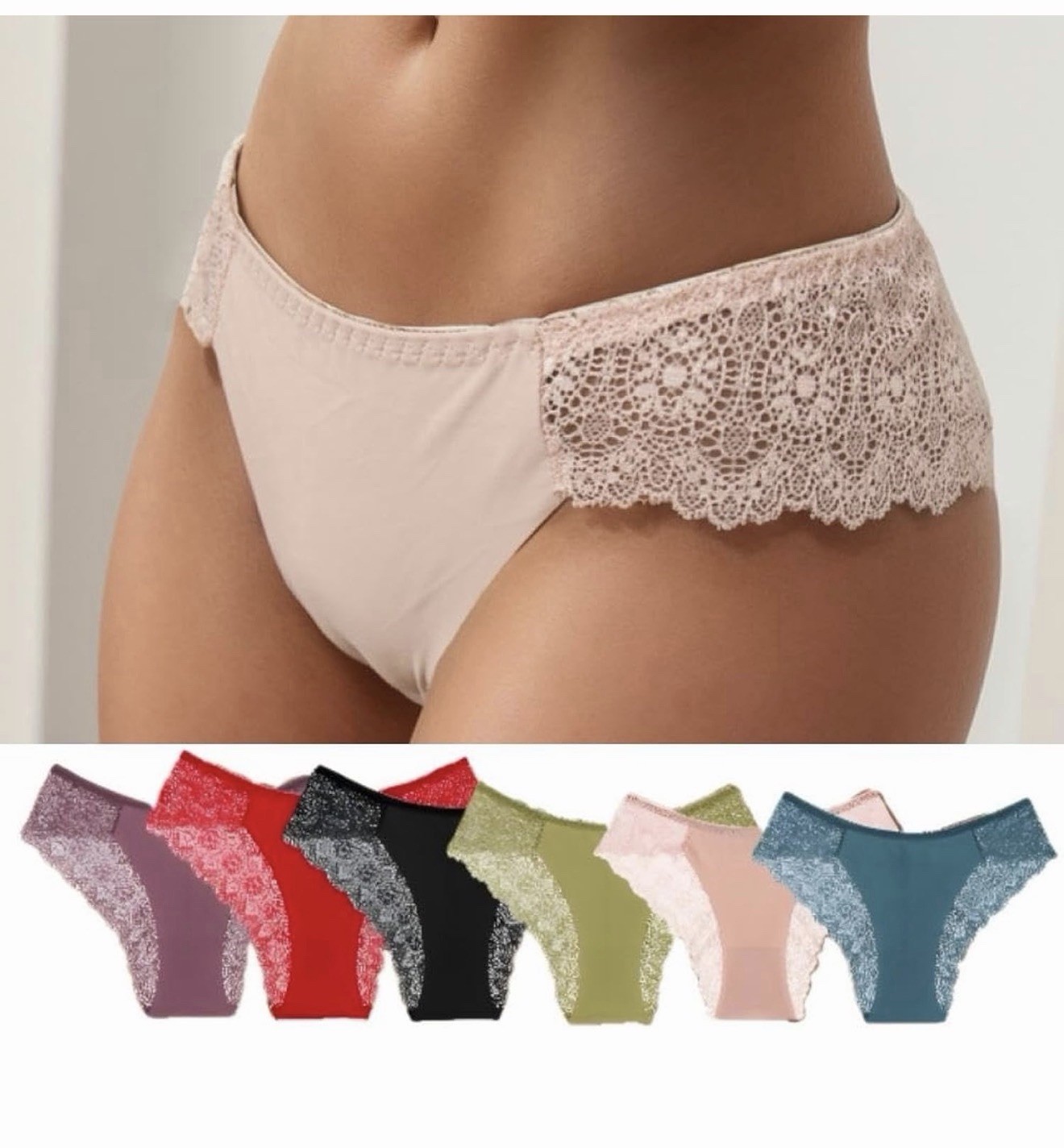 Multicolor Lace Cheeky Panties Women’s Regular Size M 12 Pack