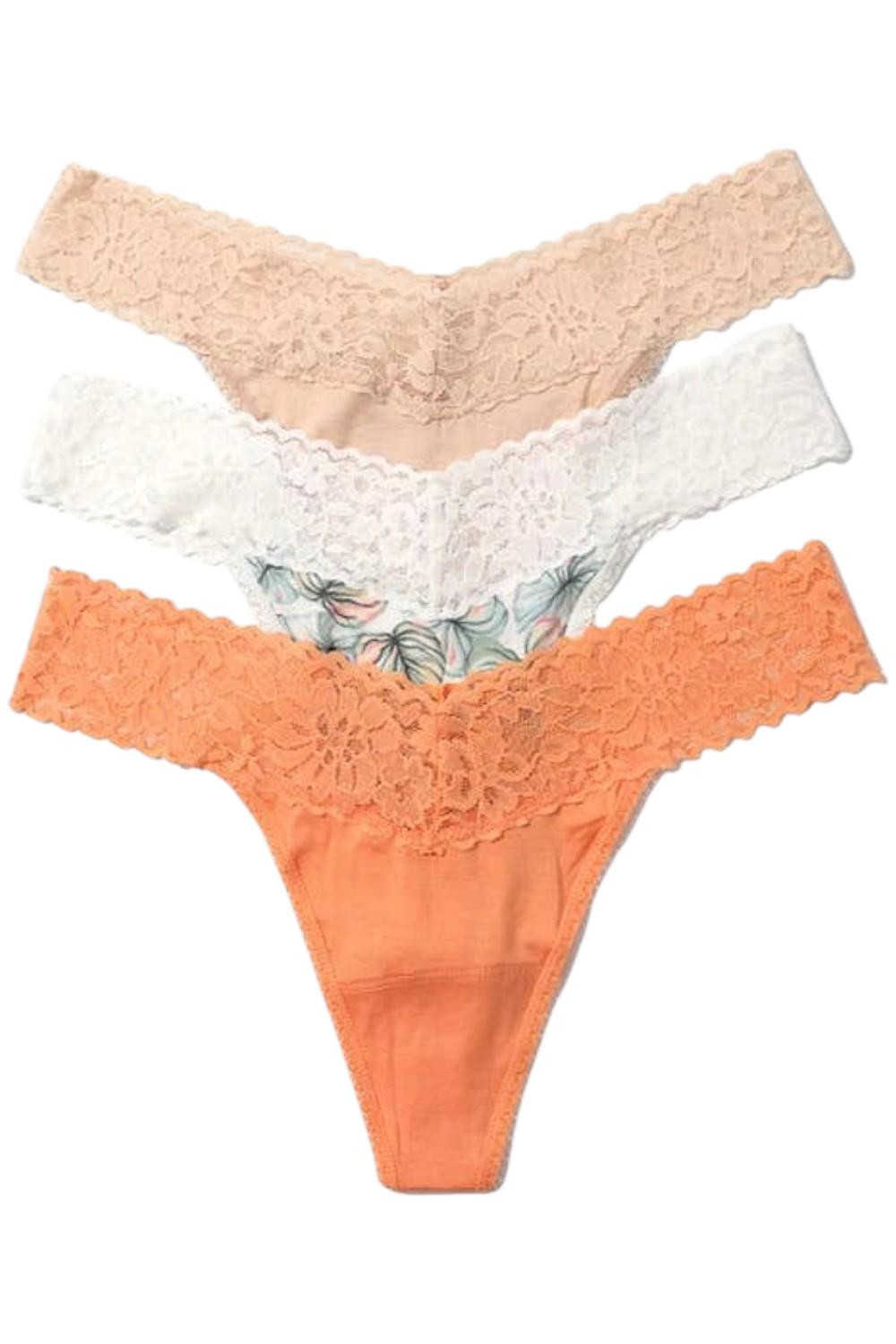 Hanky Panky Women’s 3-Pack Dream Thong Chai/Florence/Begonia Leaf