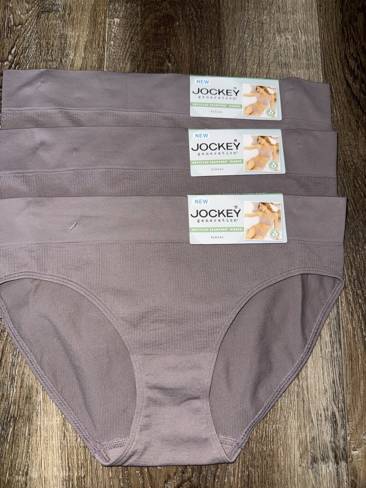 Jockey ~ 3-Pair Womens Bikini Underwear Panties Seamfree Nylon Ribbed ~ L