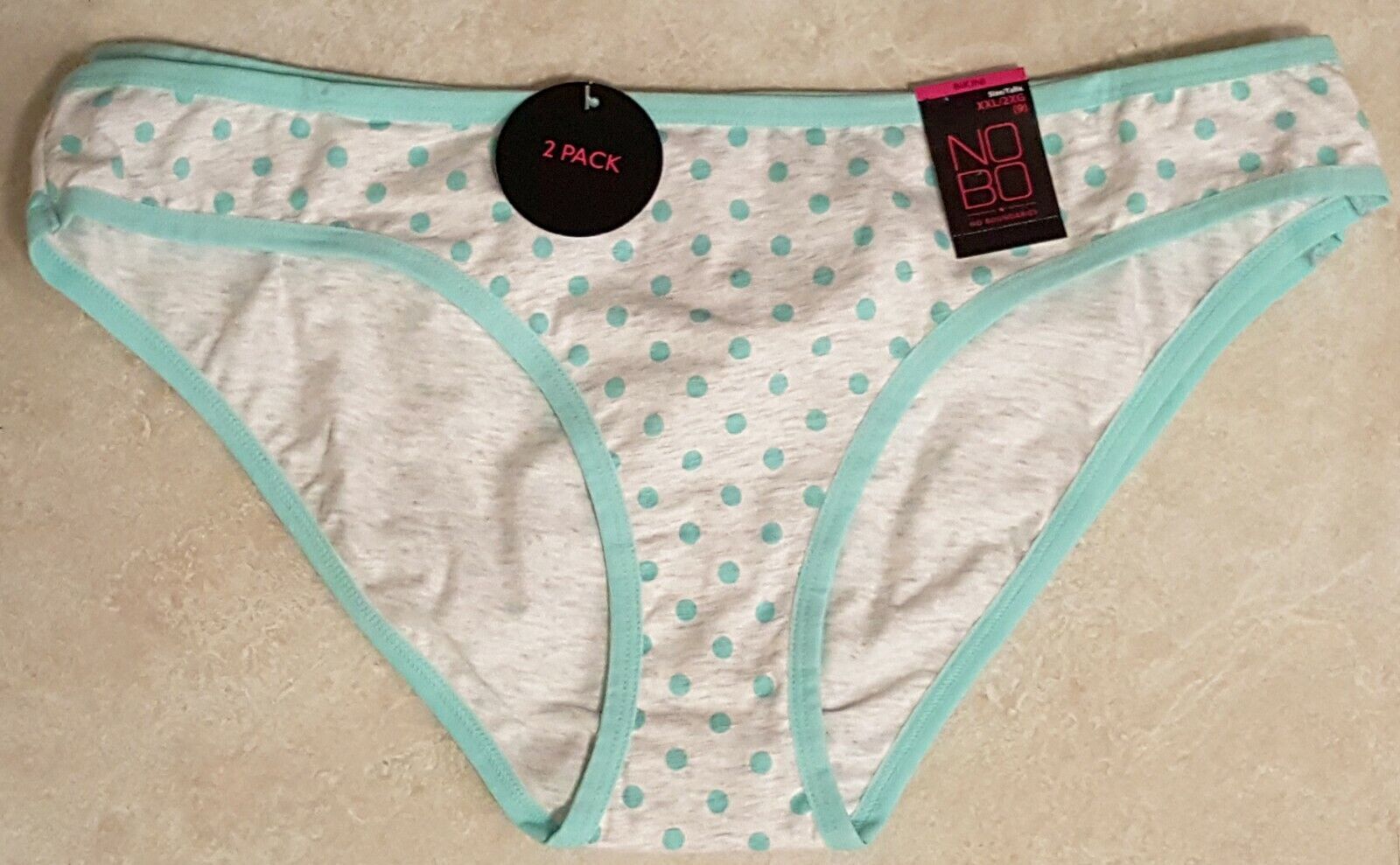 Women New Set of 2 NOBO Bikini or Hipster Underwear-S(5)-XL(8)-XXL(9)
