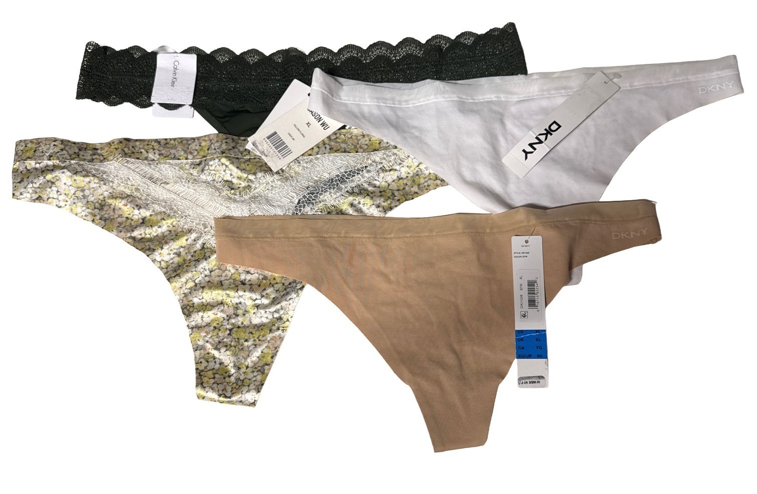 Women Thong Bundle Calvin Klein DKNY Jason Wu Underwear Lot Soft Stretch Size XL