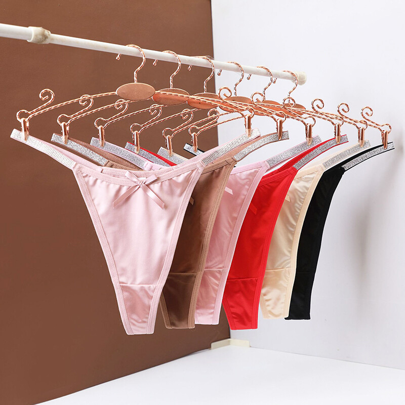 6 Pack Lot Sexy Womens String Bikinis Satin Panties Brief Thong Ladies Underwear
