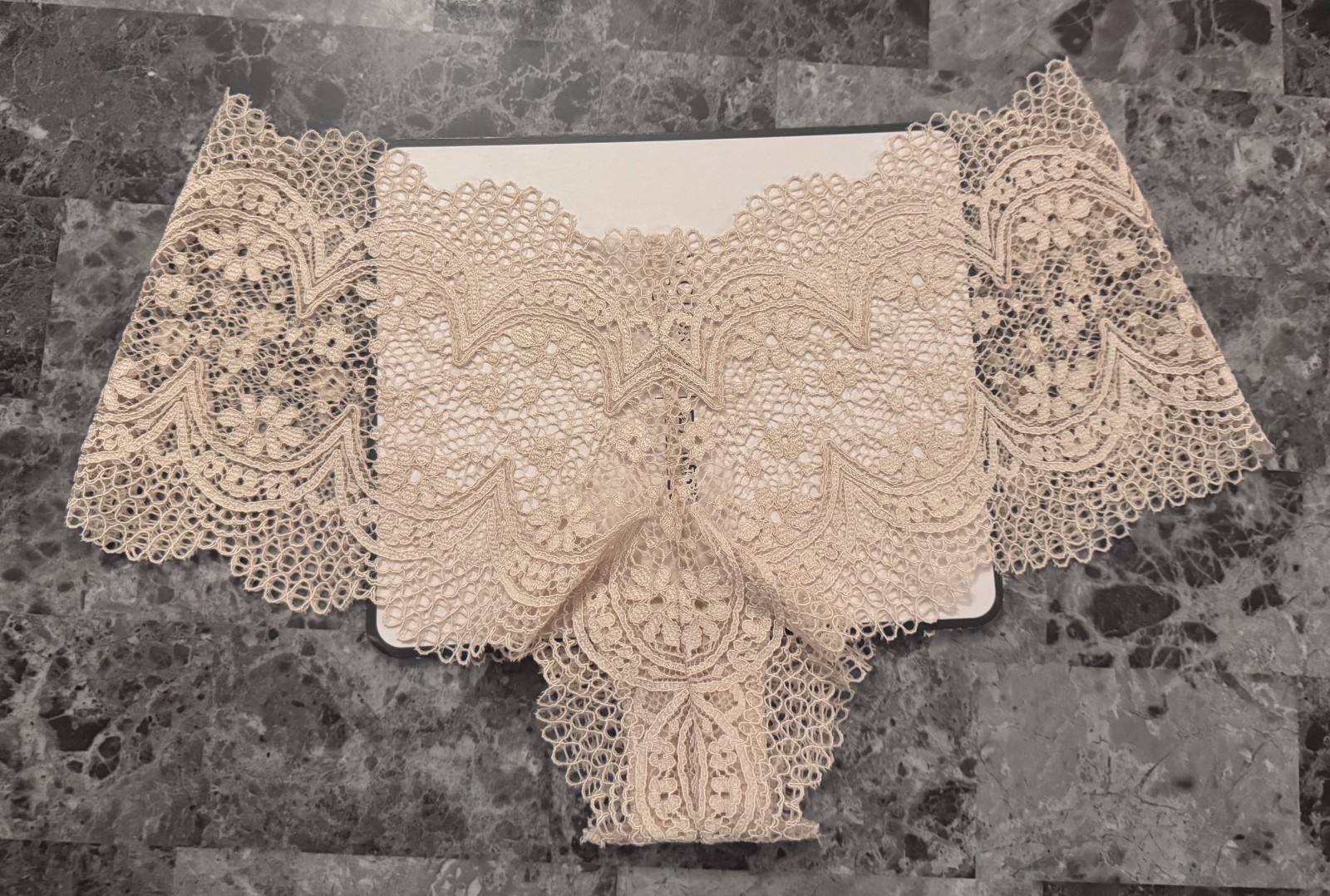 VICTORIA’S SECRET M BEIGE NUDE CROCHET FLORAL LACE RARE SHORTIE BOYSHORT PANTIES