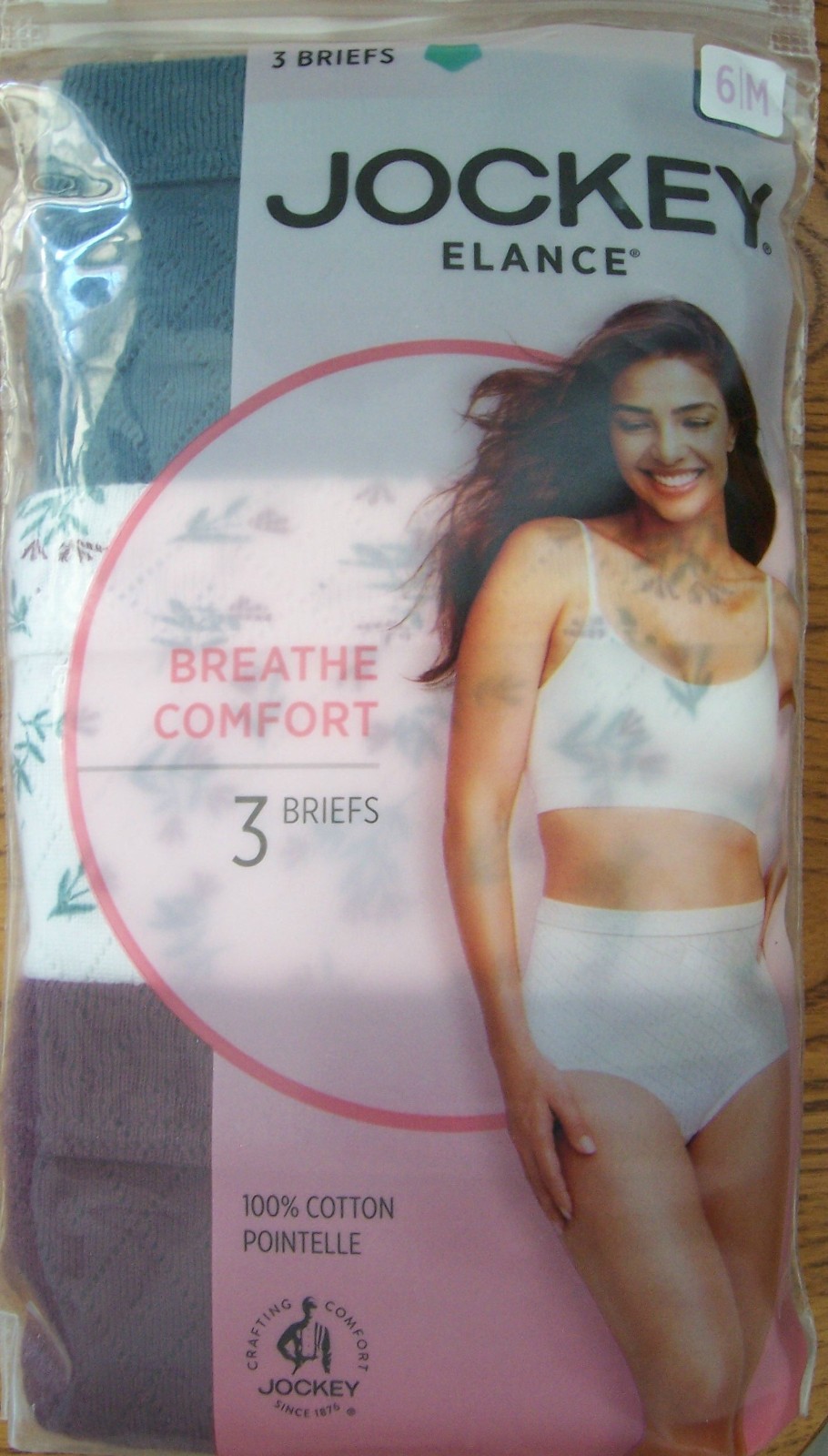 3 JOCKEY Elance 100% Cotton Pointelle Briefs Brief Panties Size 6 8 9 10 NIP