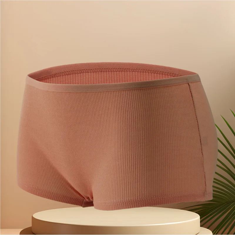 1pc Cotton Panties Seamless Sports Boxers Solid Color Cozy Soft Women Wear