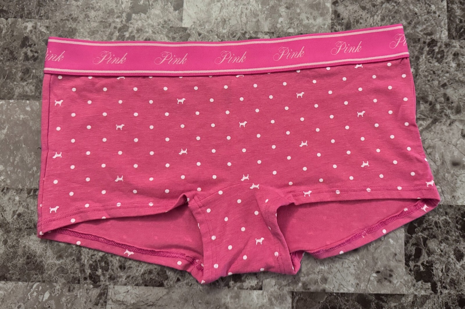 NWT VICTORIA’S SECRET PINK POLKA DOT THICK LOGO WAISTBAND BOYSHORT PANTIES