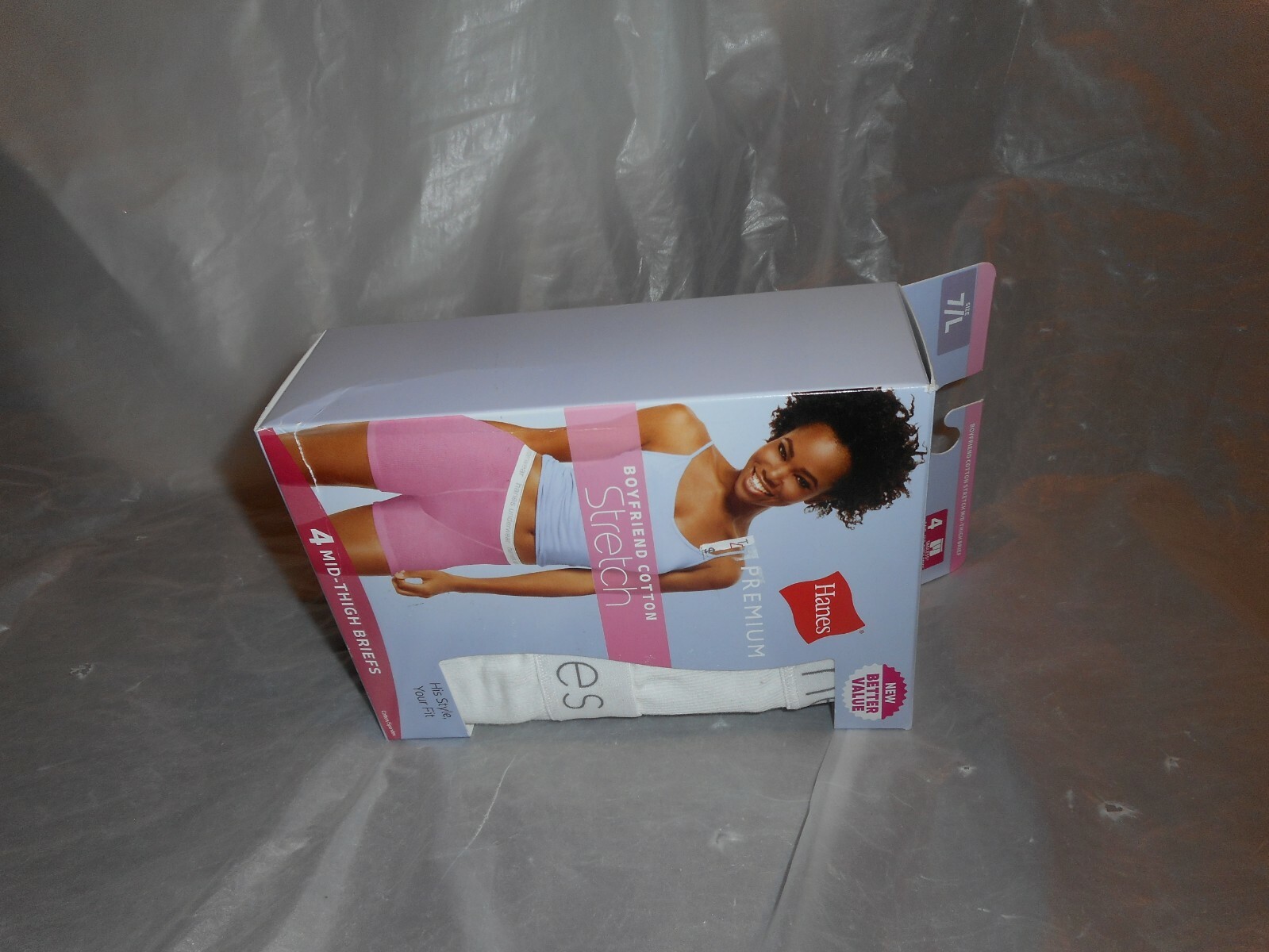 4 PK Hanes Premium Boyfriend Cotton White/gray Mid thigh briefs 8/xl
