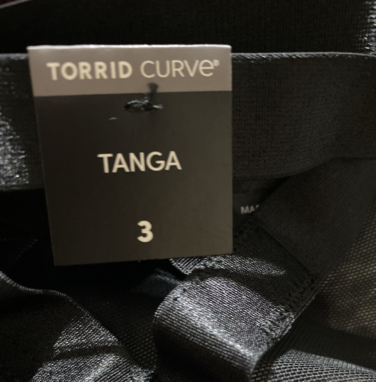New Torrid Overt Black Cage Satin & Mesh Tanga Panty Plus Size 3 3X