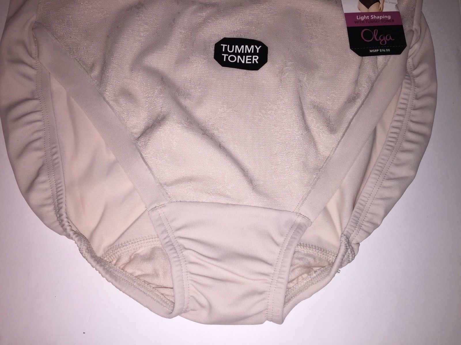 Olga Panties Hi Cut Lace Light Shaping Tummy Toner Shapewear Brief GT7961P NWT
