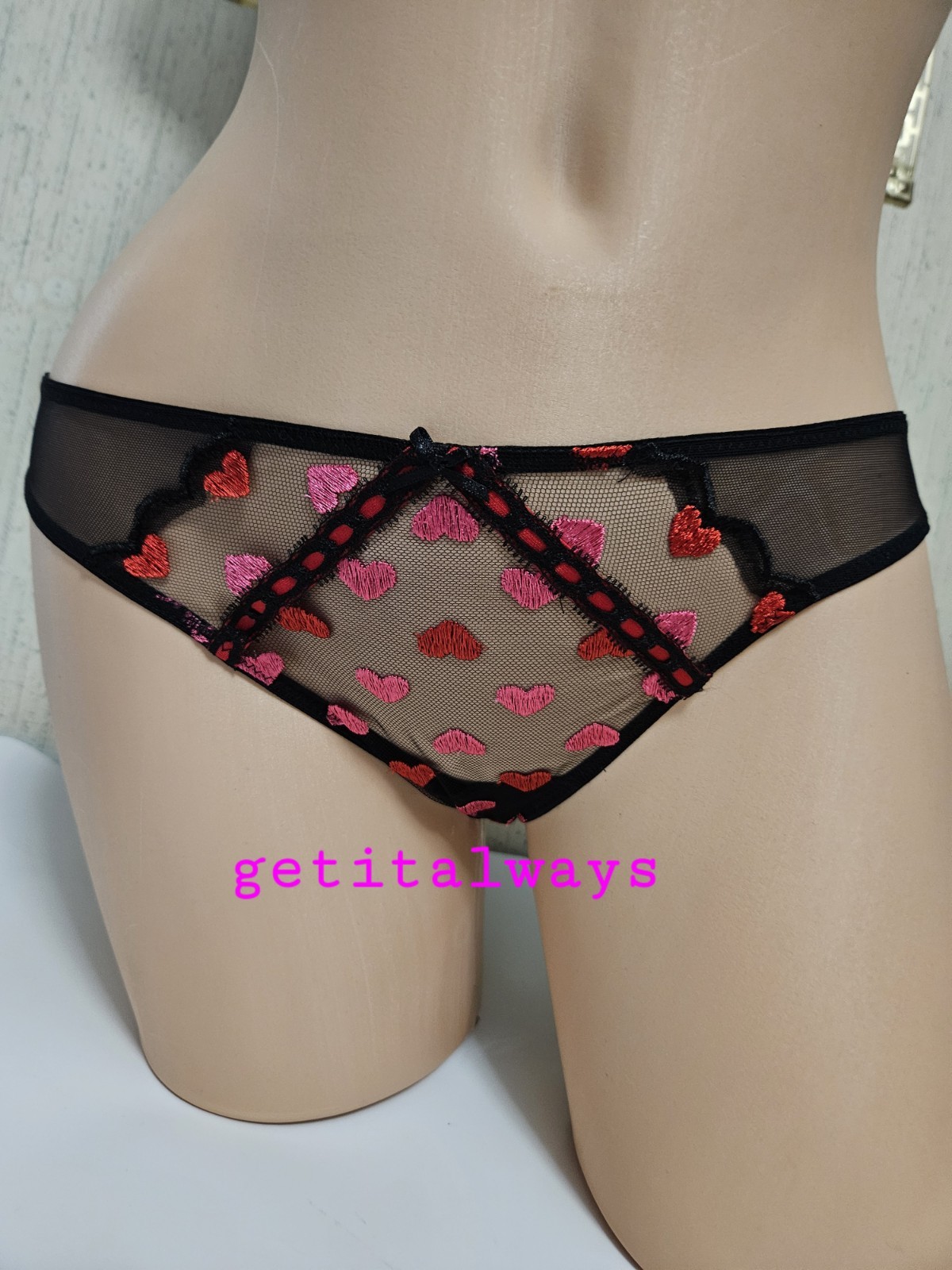Victoria’s Secret Dream Angels Ruched Cupid Hearts Embroidery Cheekini Panty