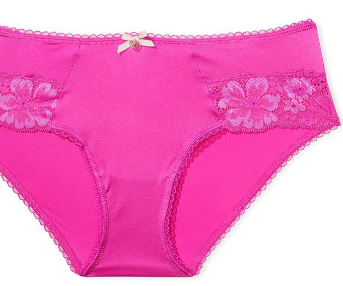M Hot Fuchsia Pink Floral Lace Leg Trim Body by Victorias Secret Hiphugger Panty