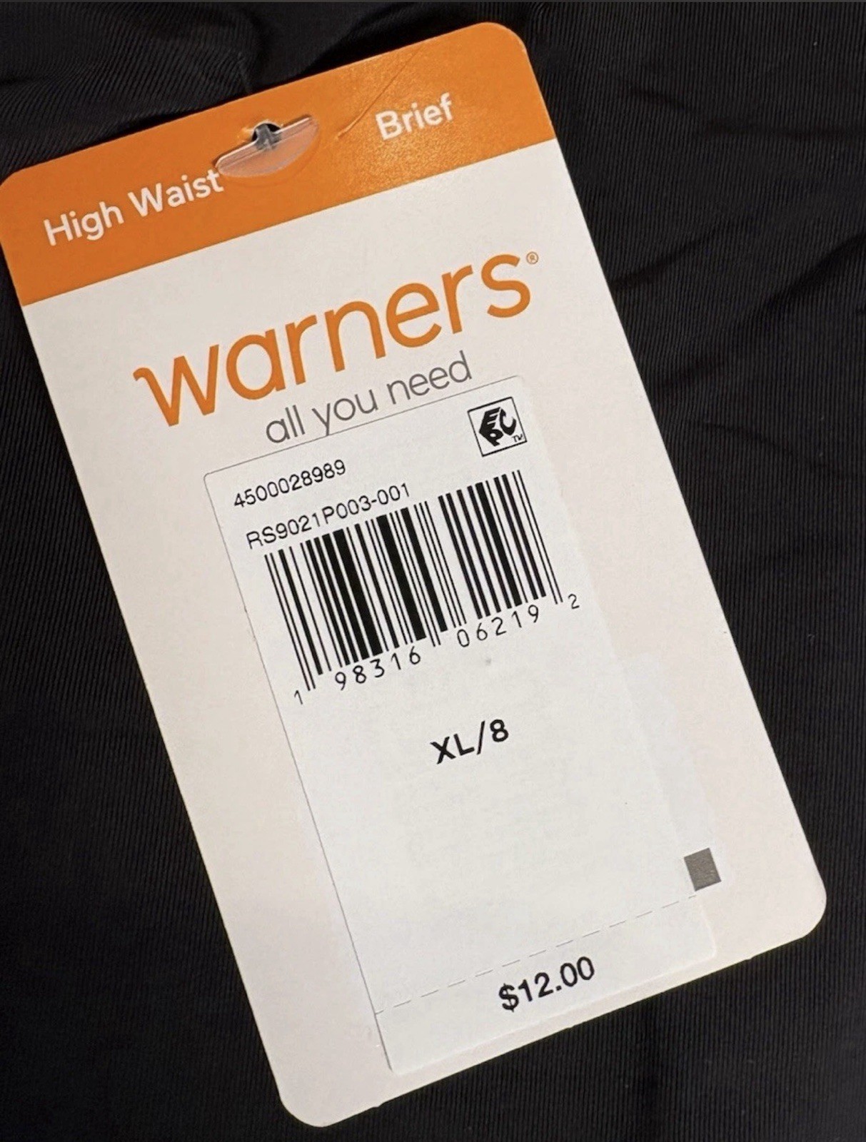WARNERS Smooth It Over Black Modern Brief Panty Womens Sz XL 8