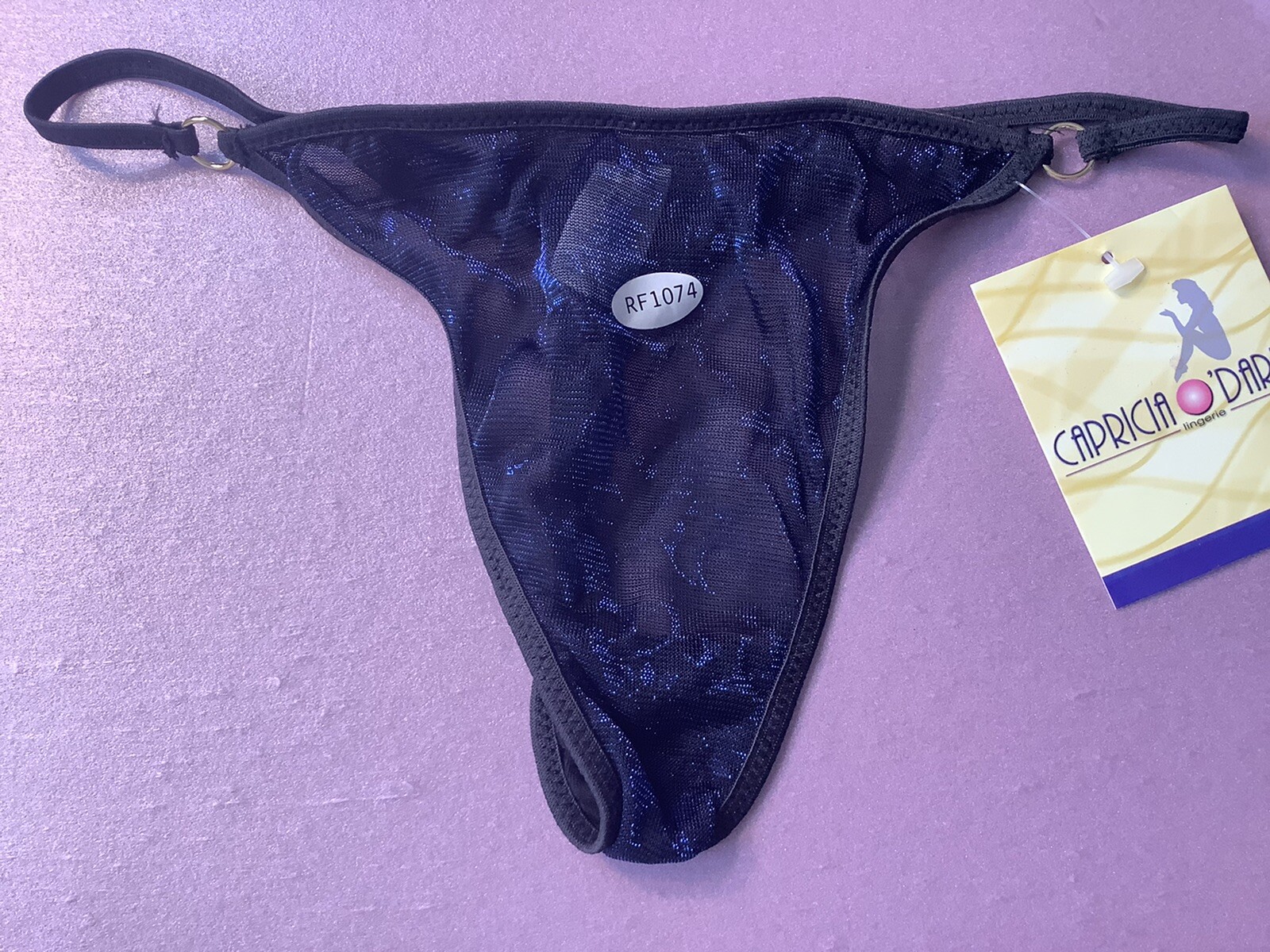 Women Panties Thongs CAPRICIA O’DARE size L/7 Large Blue Gauze Metallic Myanmar