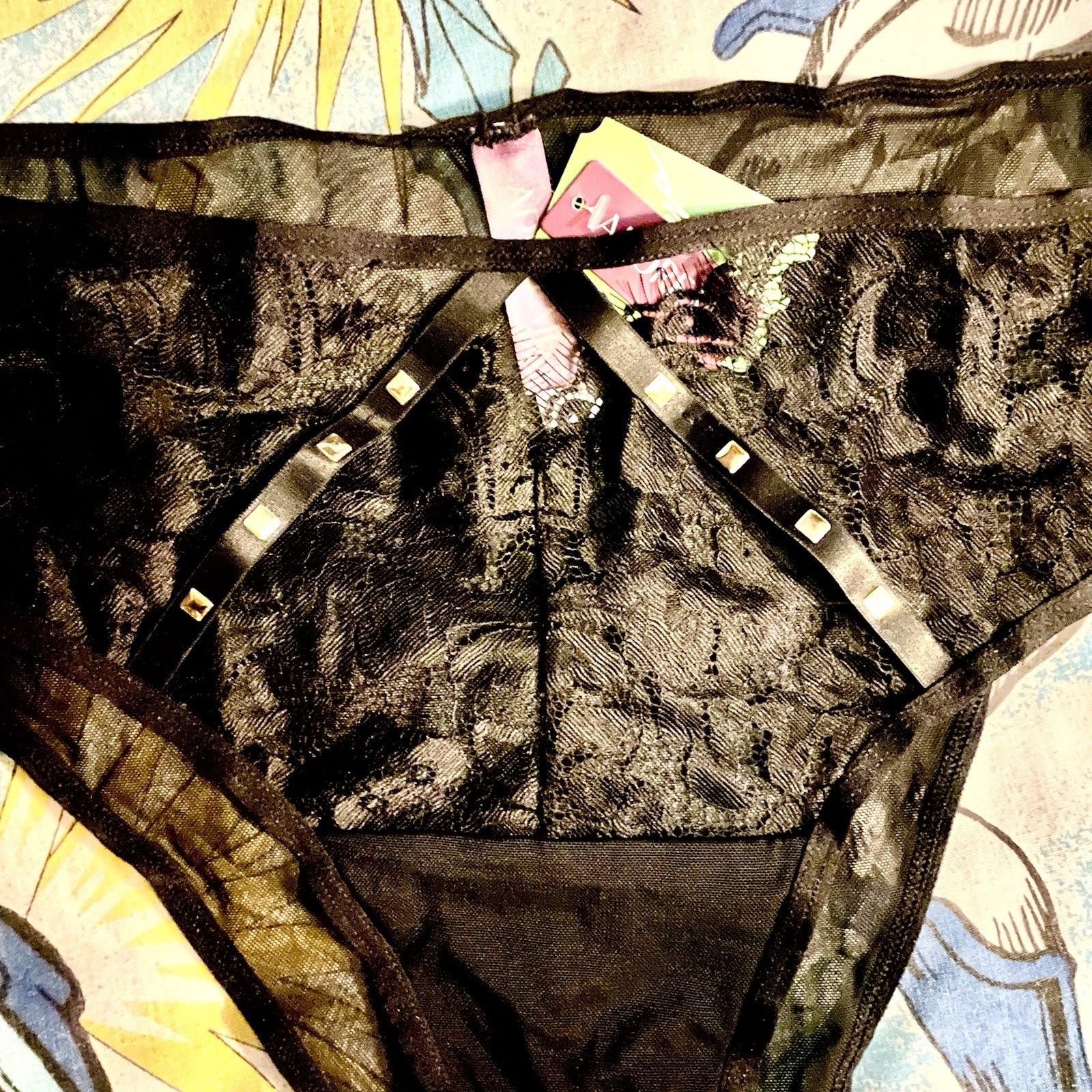Adore Me Black Cheeky Panties with Studded Front Detail