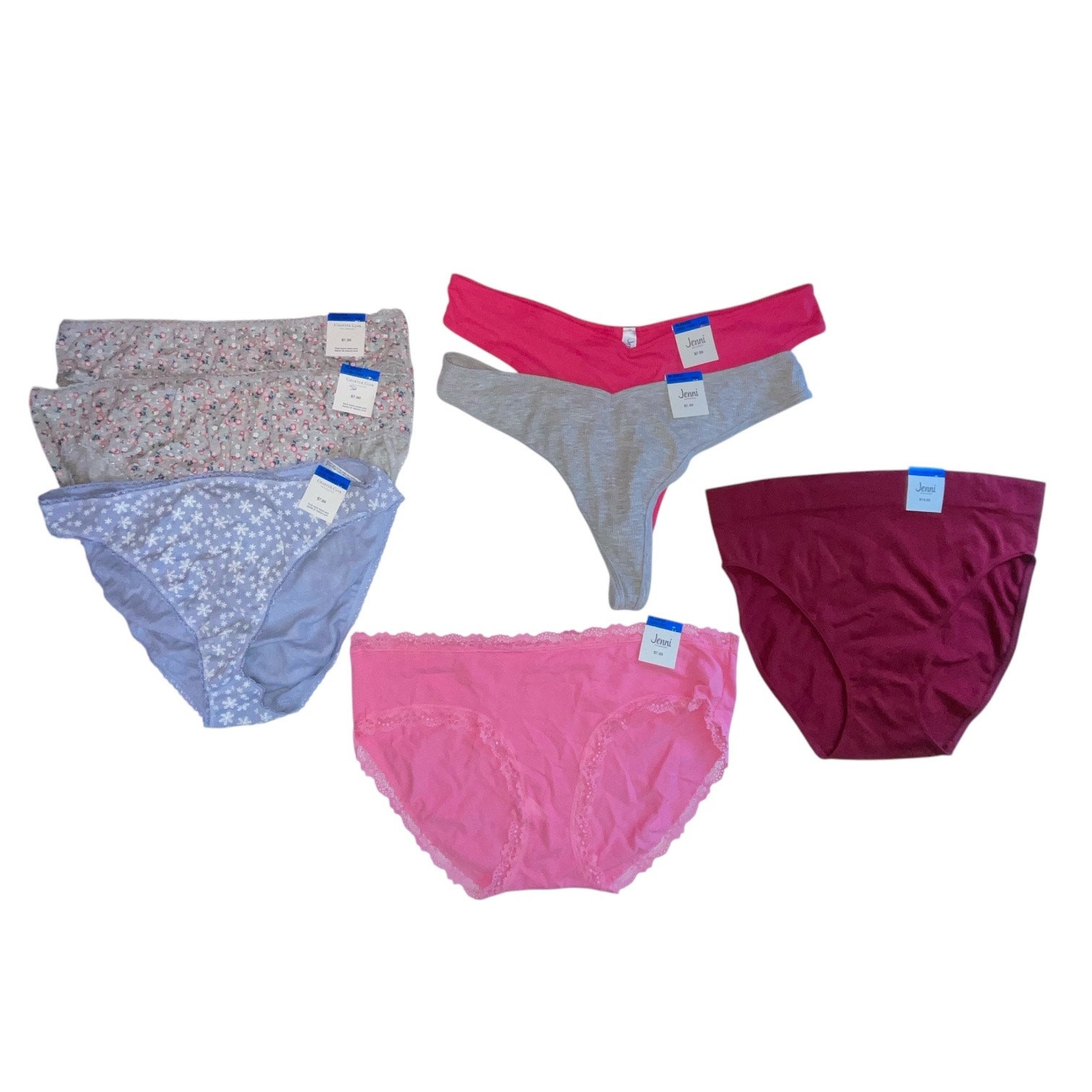 Jenni & Charter Club Women’s Panties 7 Pairs Different Styles & Colors Size XL