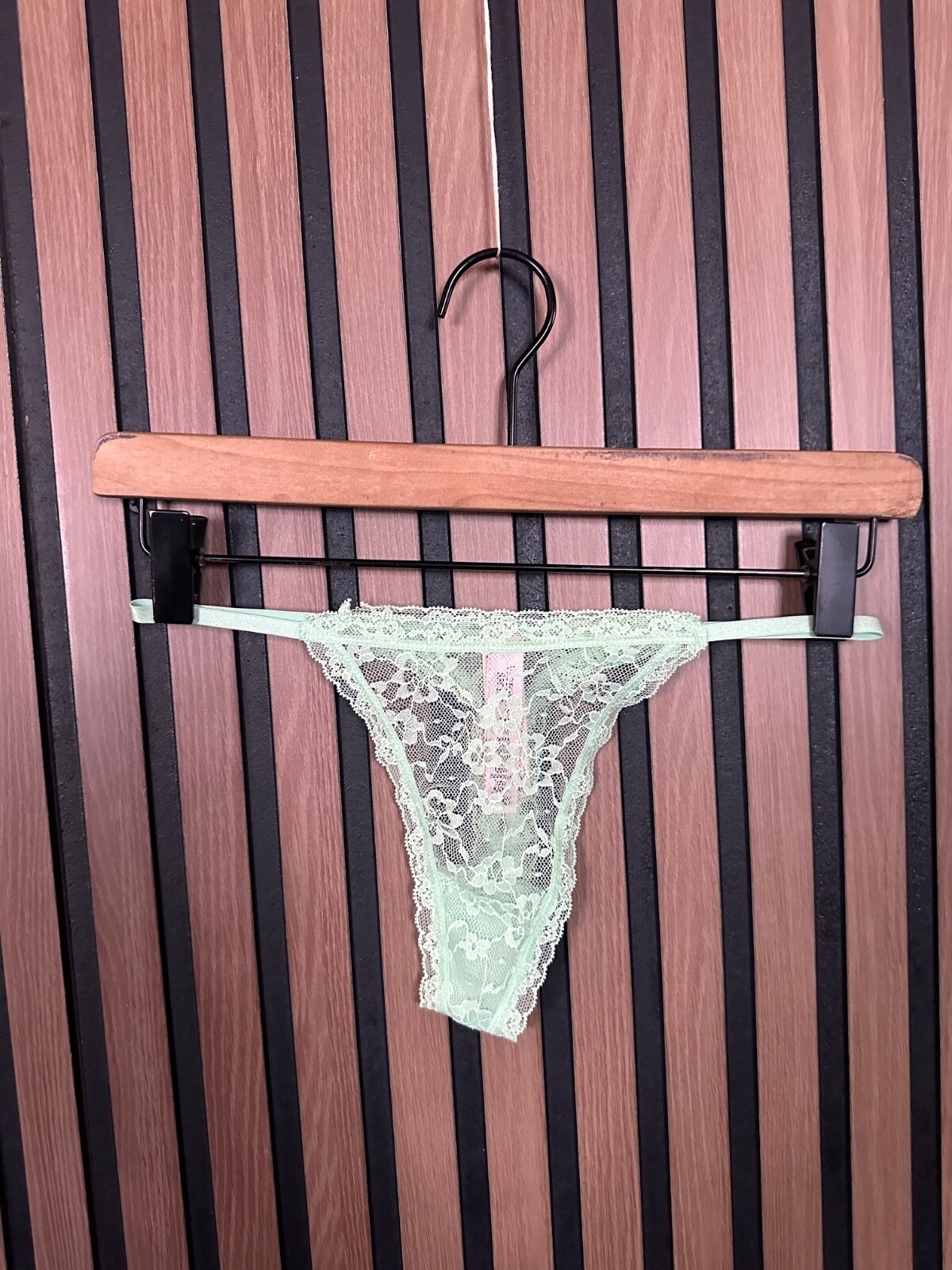 New Victoria’s Secret Underwear Small Green Strap Lacey Trim Daisy Thong/String