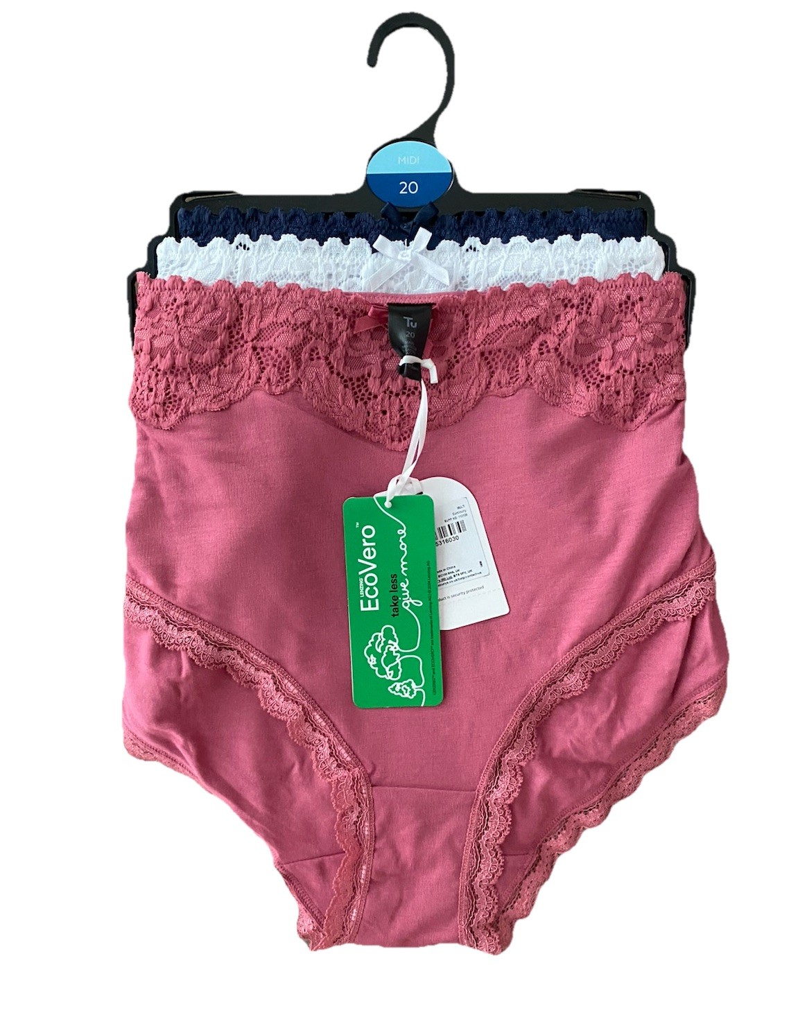 Ladies3 Pack Multi Midi Plan lace details Knickers, Elegant Lace Panties size 20