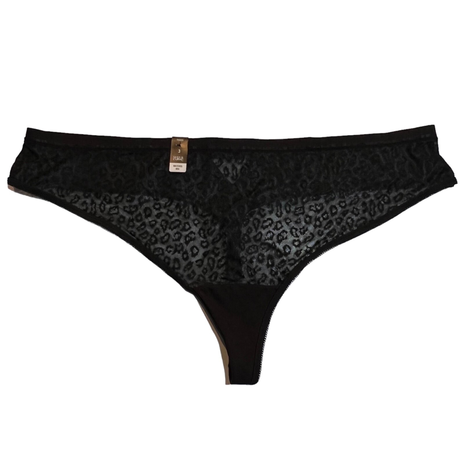 NWT TORRID Thong Pantie Sz 0X-1X-2X-3X-4X Black Print Sheer Mesh