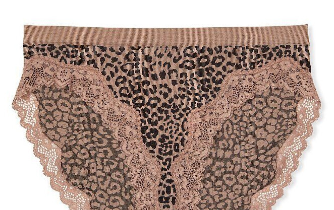 XL Tan Leopard Lace SEAMLESS NOSHOW Victorias Secret High-Leg Waist Brief Pantie