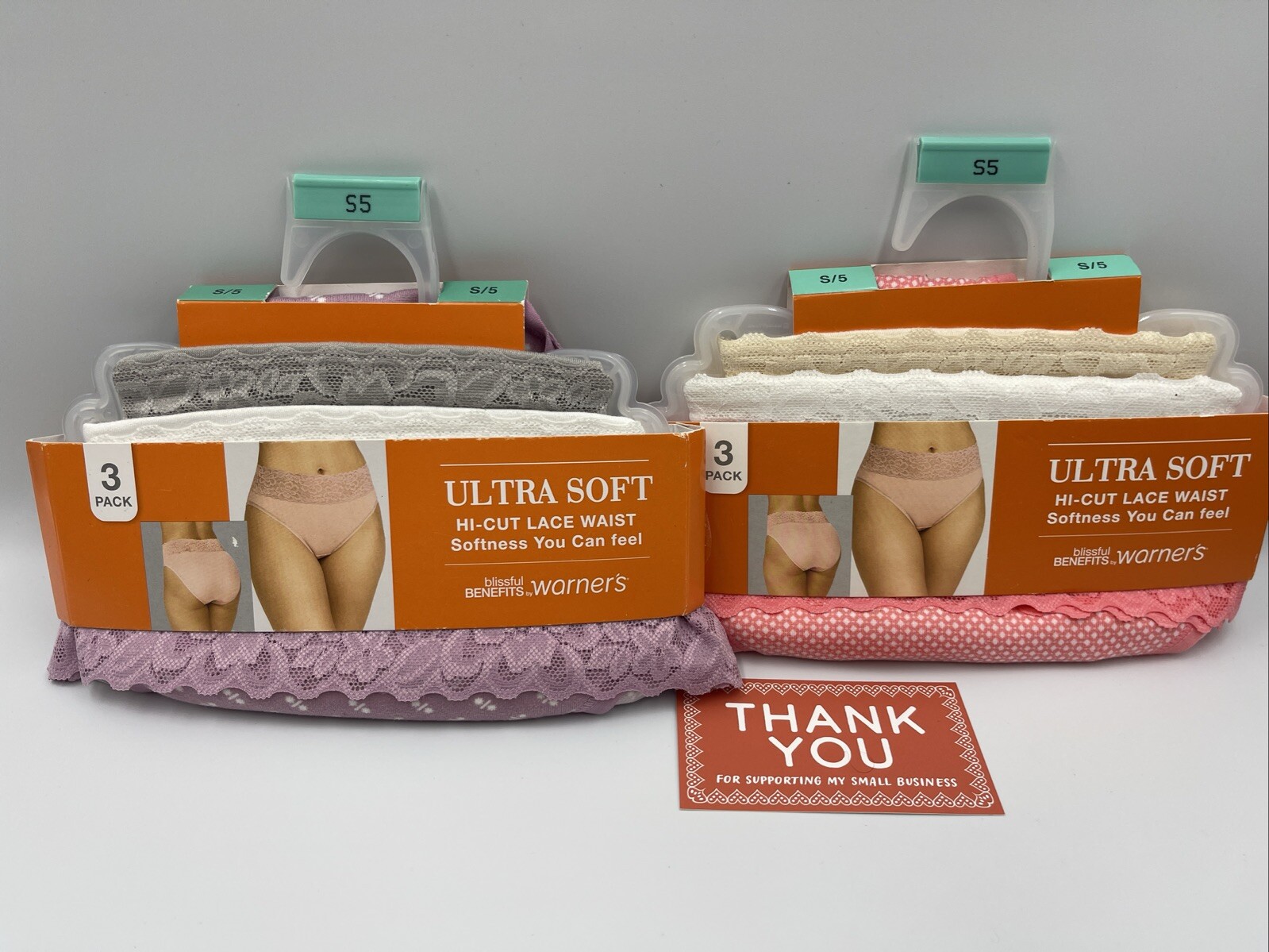 Warner’s Ultra Soft Hi-Cut Panties With Lace – 3 Pack – Size S-5 LOT OF 2 NEW