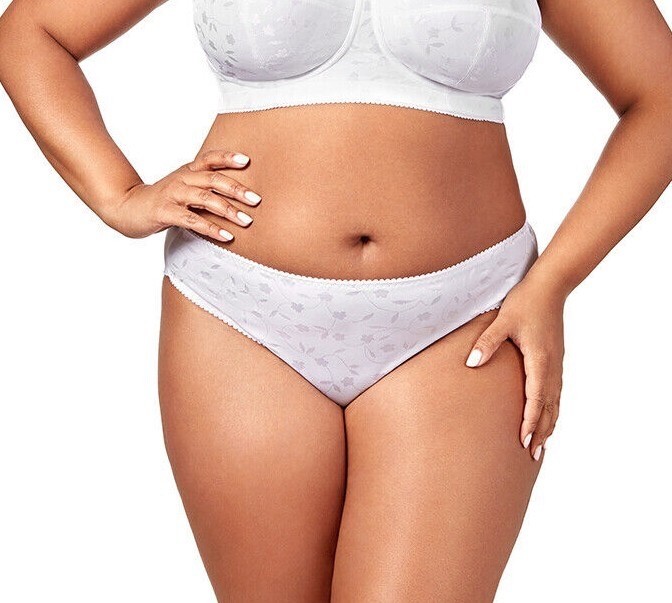 Elila White Jacquard Plus Size Panty 3405 Medium Coverage Size 7XL
