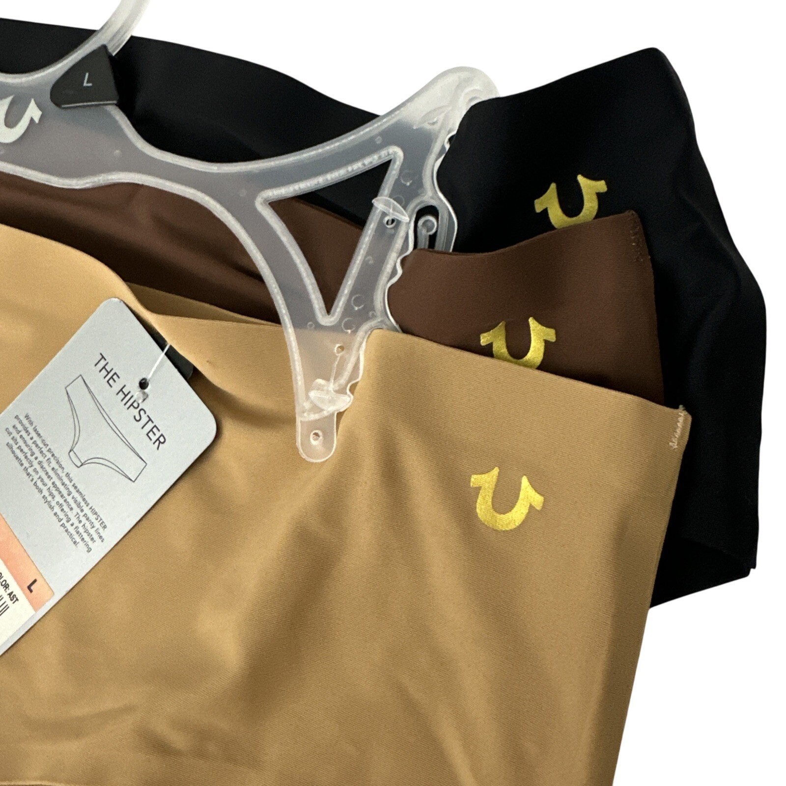 TRUE RELIGION 3-Pair TRUE SKIN hipster Soft Laser Cut Seamless Logo Size L