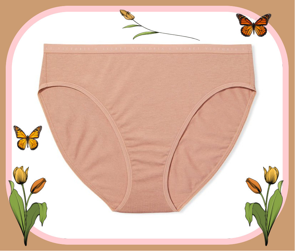 XL Nude Tan Stretch Cotton Waist Victorias Secret High Leg Waist Brief Pantie