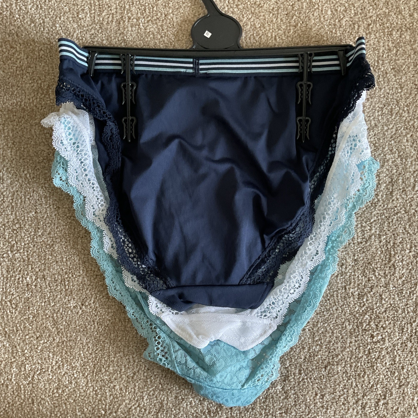 RRP £14 M&S 3 Pack Size 10 Ladies Love High Leg Knickers Turquoise Lace Mesh