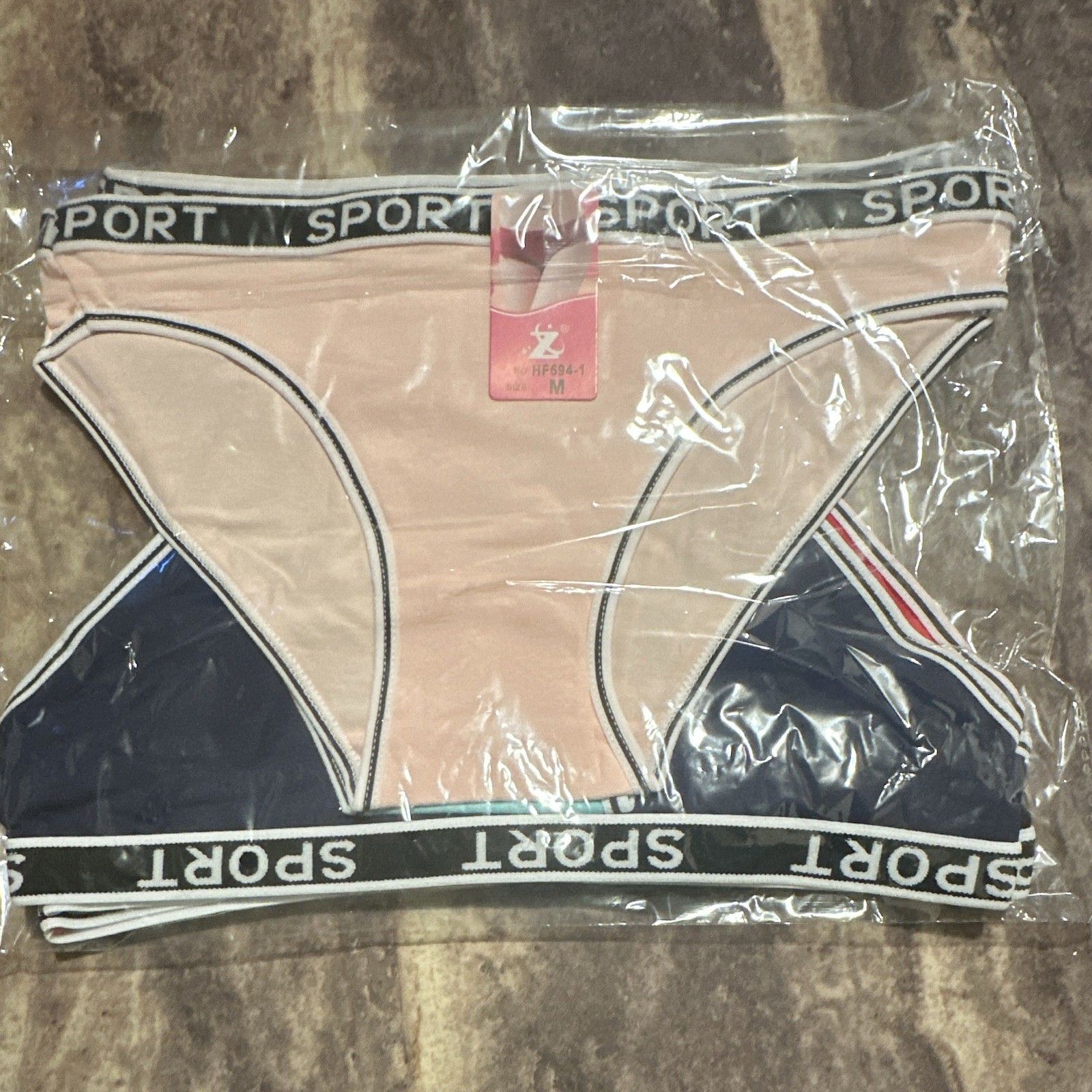 Women’s Bikini Panties Multicolor Colorblock Sports Theme Size M