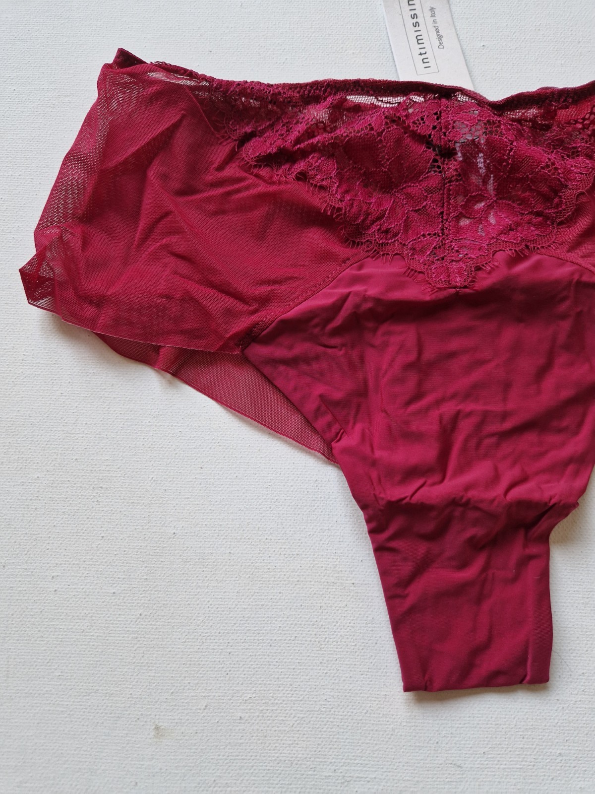 Intimissimi High Waisted Brazilian Brief Underwear for Woman Beet Red Size S