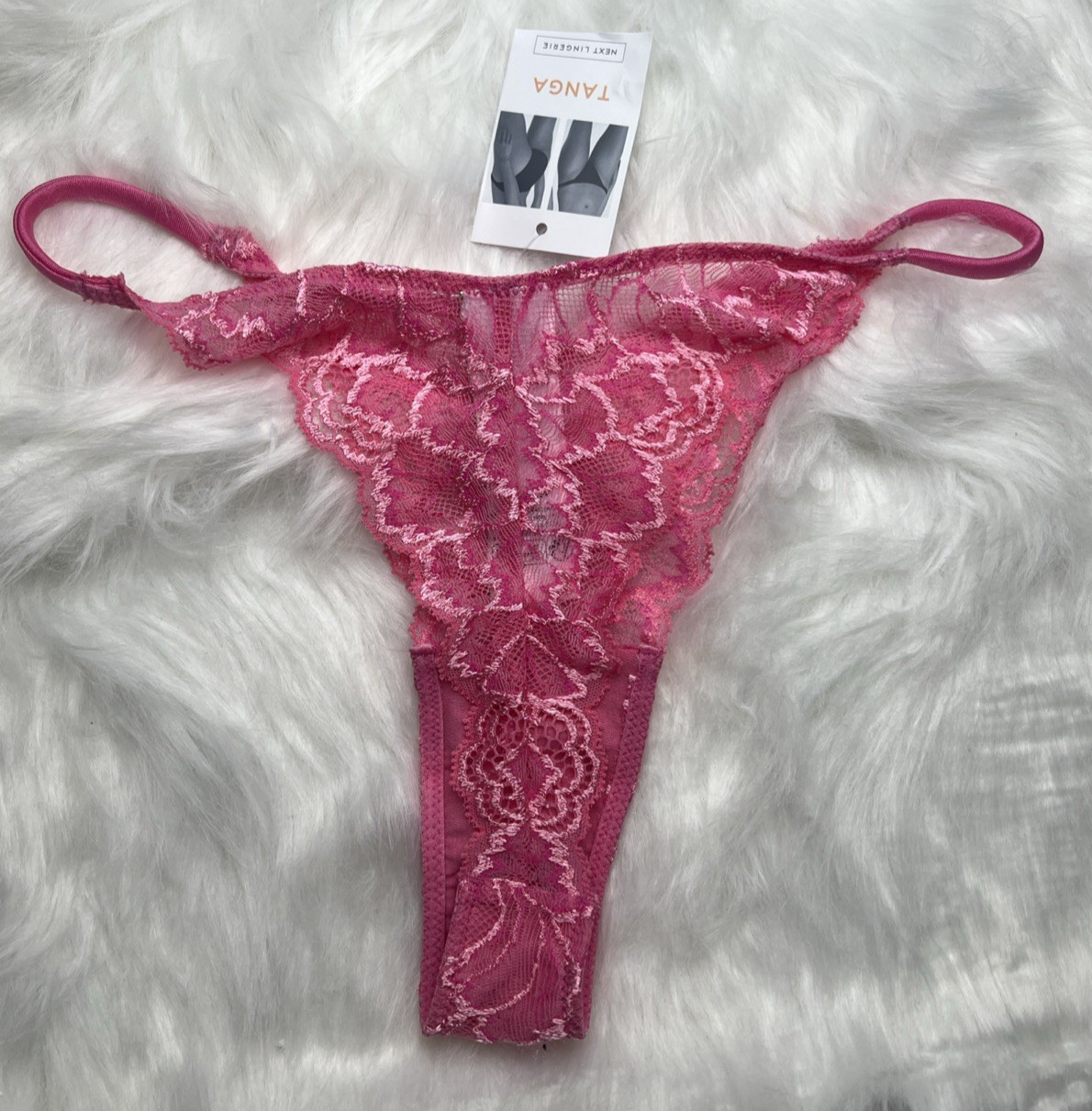 NEXT – TANGA FLORAL LACE KNICKERS – E98-668 – SIZE UK 08 – PINK