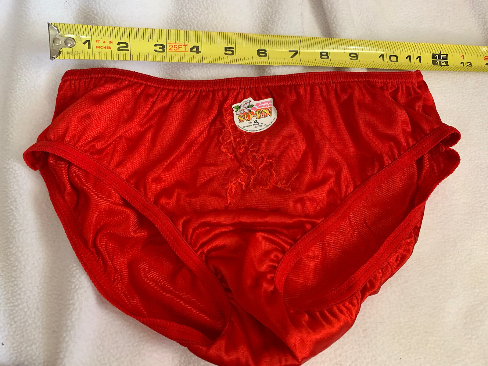 Nwot 100% Nylon Red brief panties XL With Nylon Satin Gusset