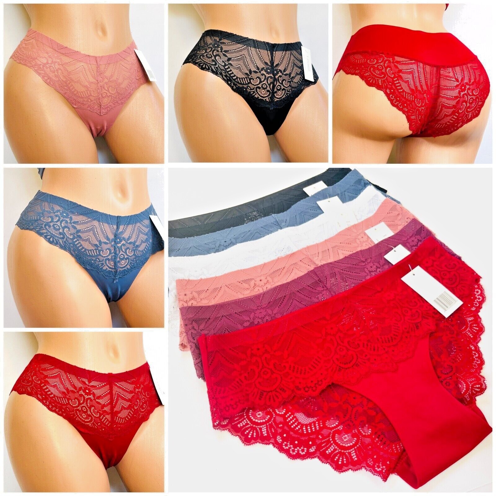 6-12 Bikini Cheeky No Show detail Lace Seamless Silky Cool Underwears 7200 S-XL